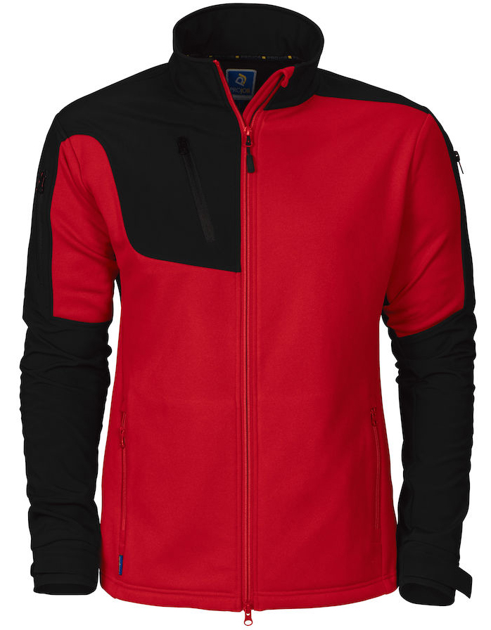 3315-rot ProJob 3315 Microfleece Jacke mit Softshell Partien