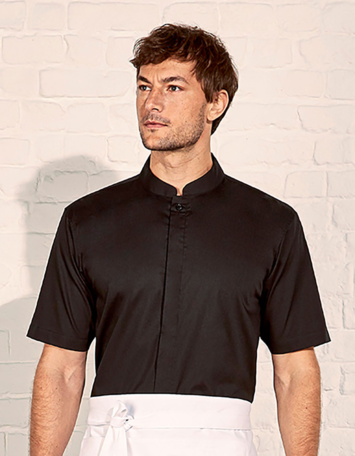 KK122-2 Men´s Tailored Fit Mandarin Collar Shirt Short Sleeve KK122