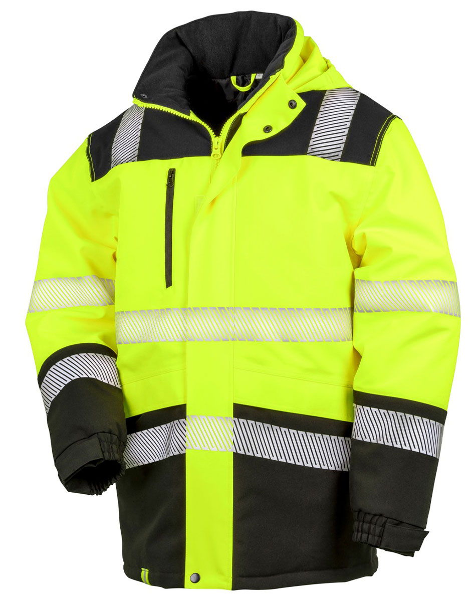 R475X_Flo-Yellow_front Printable Waterproof Softshell Safety Coat SafeGuard RT475